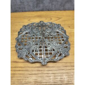 Vintage Expandable Silverplated Trivet Footed Godinger 1993